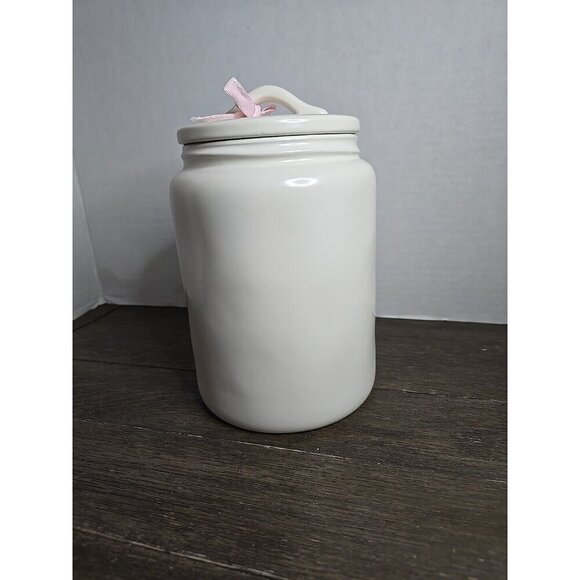 NWT Rae Dunn Artisan Be Mine Valentines Day Large Canister Gold Writing Ivory - Picture 6 of 9